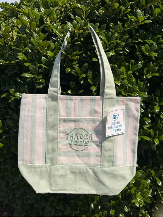 Trader Joe'S Handbags - Trader Joe’s Mini Striped Green Canvas Tote Bag 🌿 NWT
